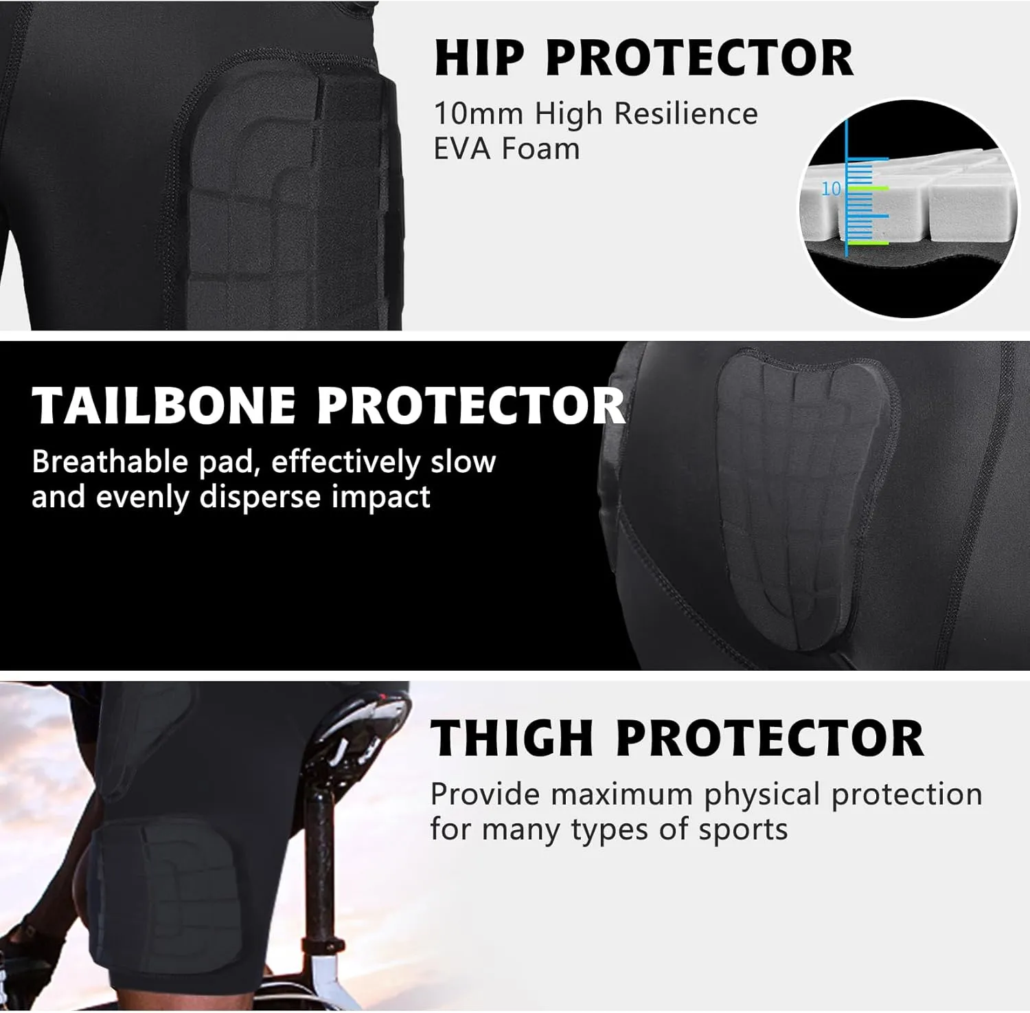 Mens Padded Football Girdle with Pads Hip Thigh Butt Tailbone Protector Pants Youth Adult Protective for Baseball