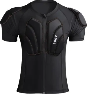 Men's Padded Snowboarding Sports Shirt Body Armor Chest Shoulder Back Protector with Thick EVA Back Pads