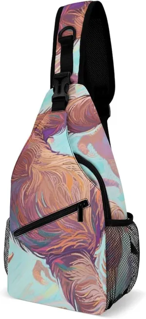 Men's Sling Backpack Packable Compact Crossbody Rucksack - Animals Sloth Art Multipurpose Anti-Theft Rucksack Camera Case With Adjustable Shoulder Strap