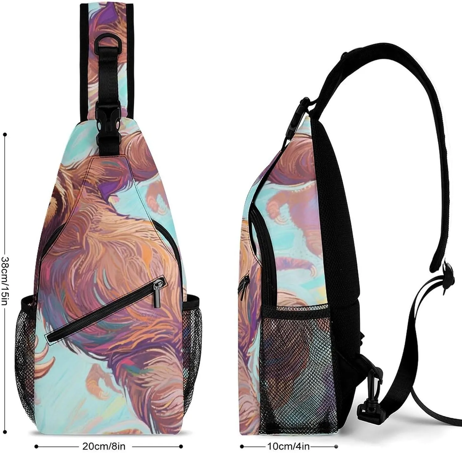 Men's Sling Backpack Packable Compact Crossbody Rucksack - Animals Sloth Art Multipurpose Anti-Theft Rucksack Camera Case With Adjustable Shoulder Strap
