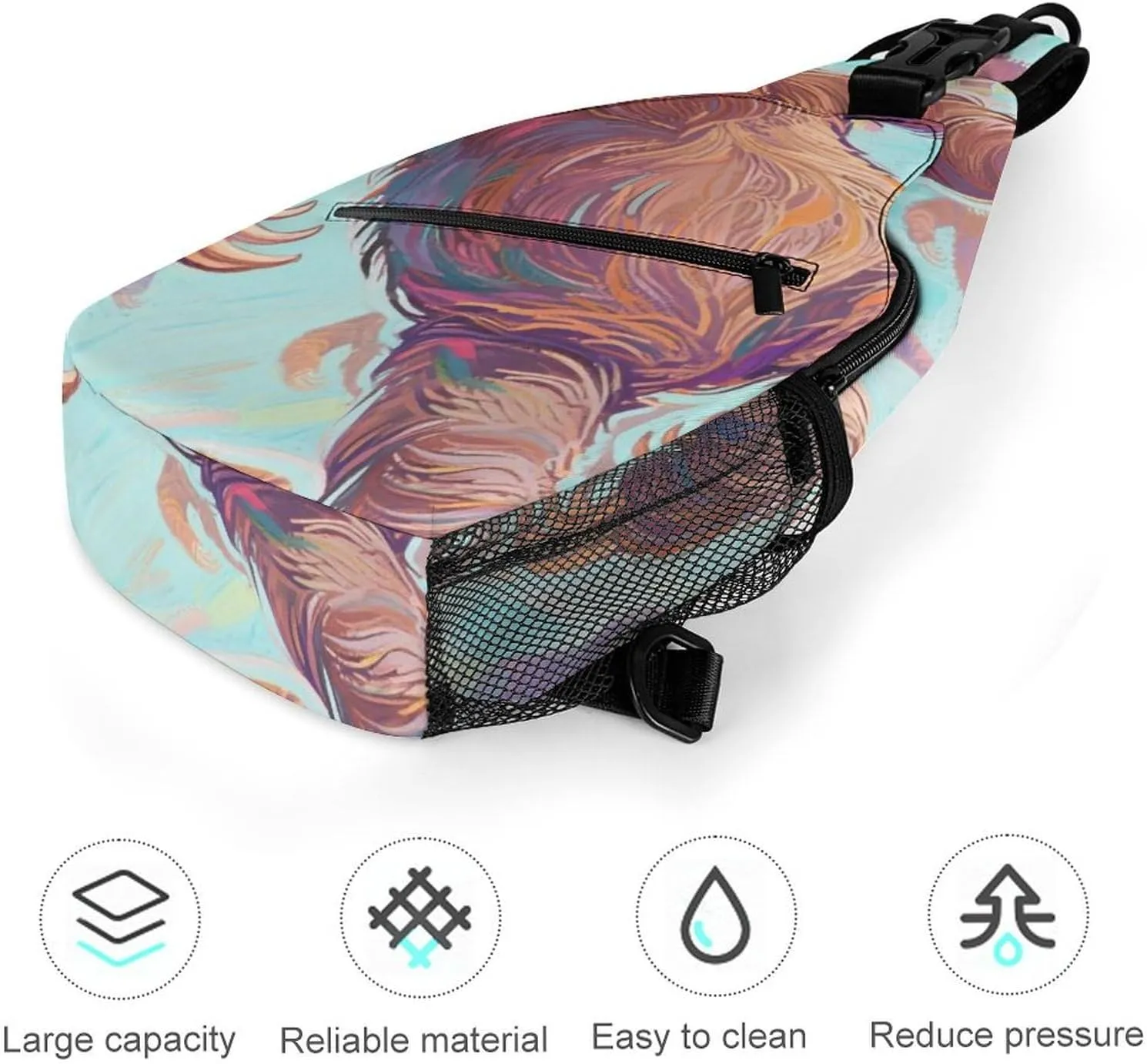 Men's Sling Backpack Packable Compact Crossbody Rucksack - Animals Sloth Art Multipurpose Anti-Theft Rucksack Camera Case With Adjustable Shoulder Strap
