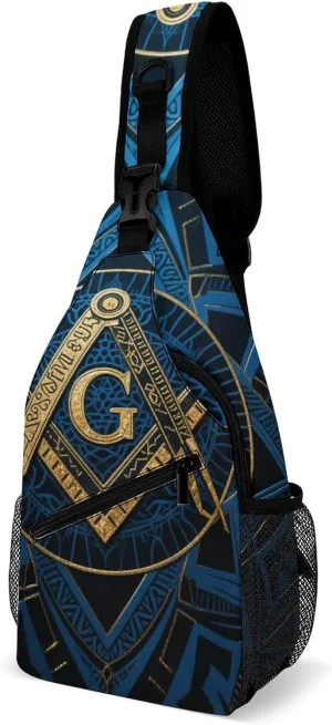 Men's Sling Bag Backpack Packable Small Chest Rucksack - Gold Freemason Freemasonry Masonic Art Multipurpose Anti-Theft Messenger Bag With Adjustable Shoulder Strap