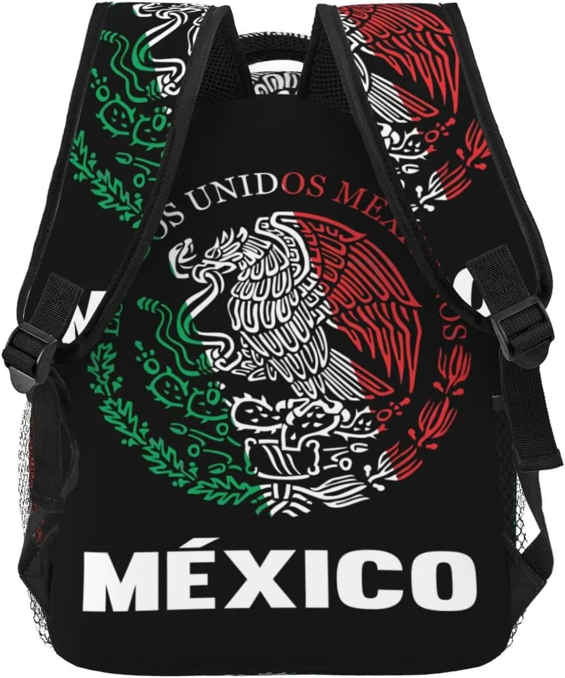 Mexican Flag Eagle Laptop Backpacks Double Shoulder Laptop Pack Bag Daypack Back Pack Bags Rucksack Computer Bag with Side Pockets Front Zipper Pockets For Commutes Travel