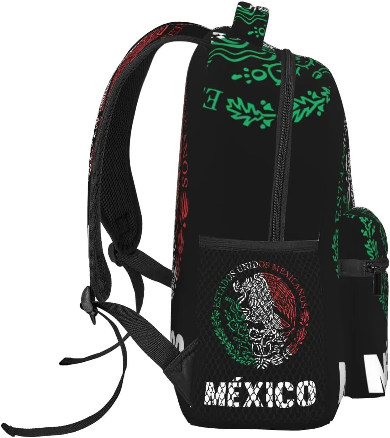 Mexican Flag Eagle Laptop Backpacks Double Shoulder Laptop Pack Bag Daypack Back Pack Bags Rucksack Computer Bag with Side Pockets Front Zipper Pockets For Commutes Travel
