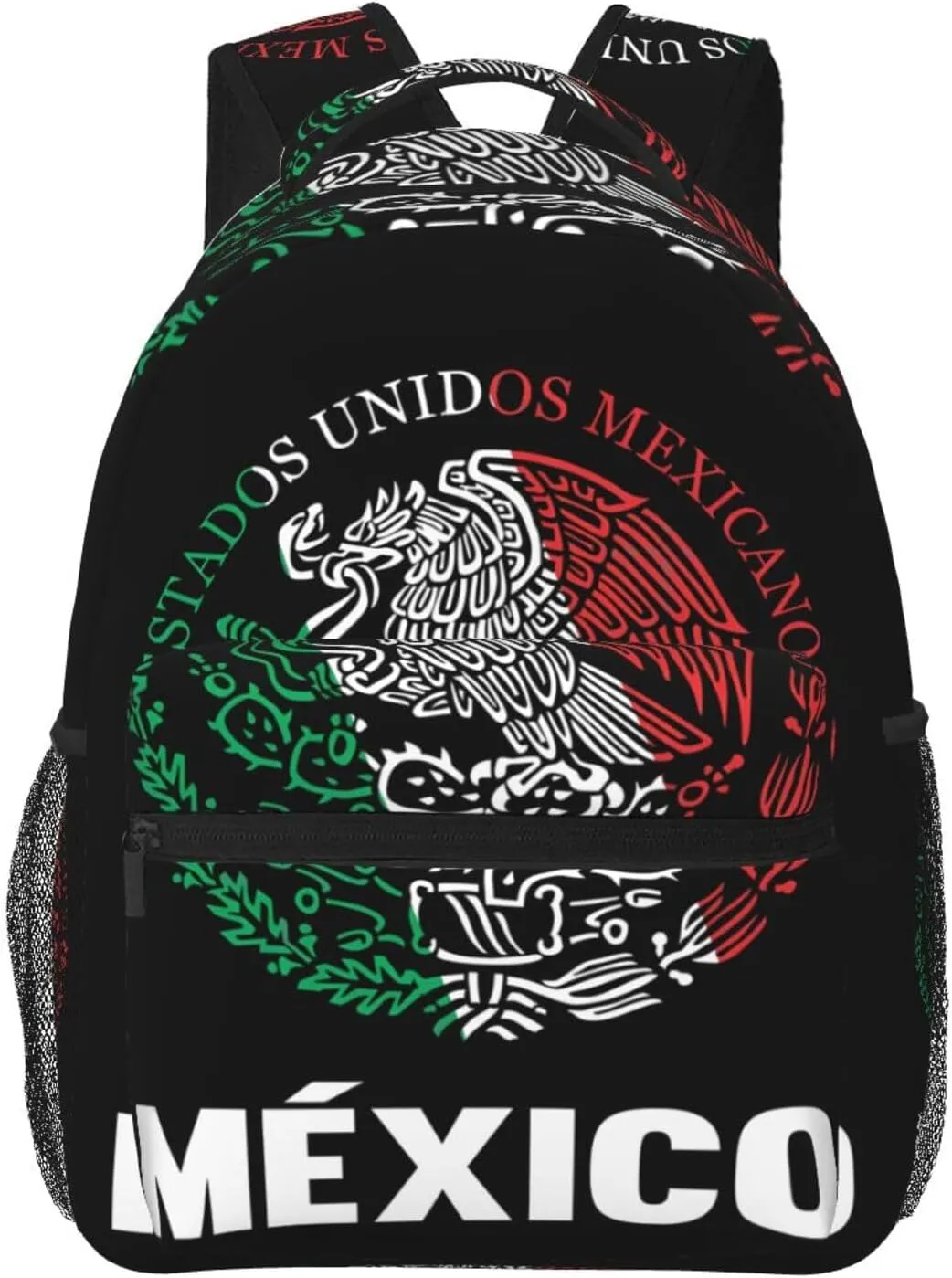 Mexican Flag Eagle Laptop Backpacks Double Shoulder Laptop Pack Bag Daypack Back Pack Bags Rucksack Computer Bag with Side Pockets Front Zipper Pockets For Commutes Travel