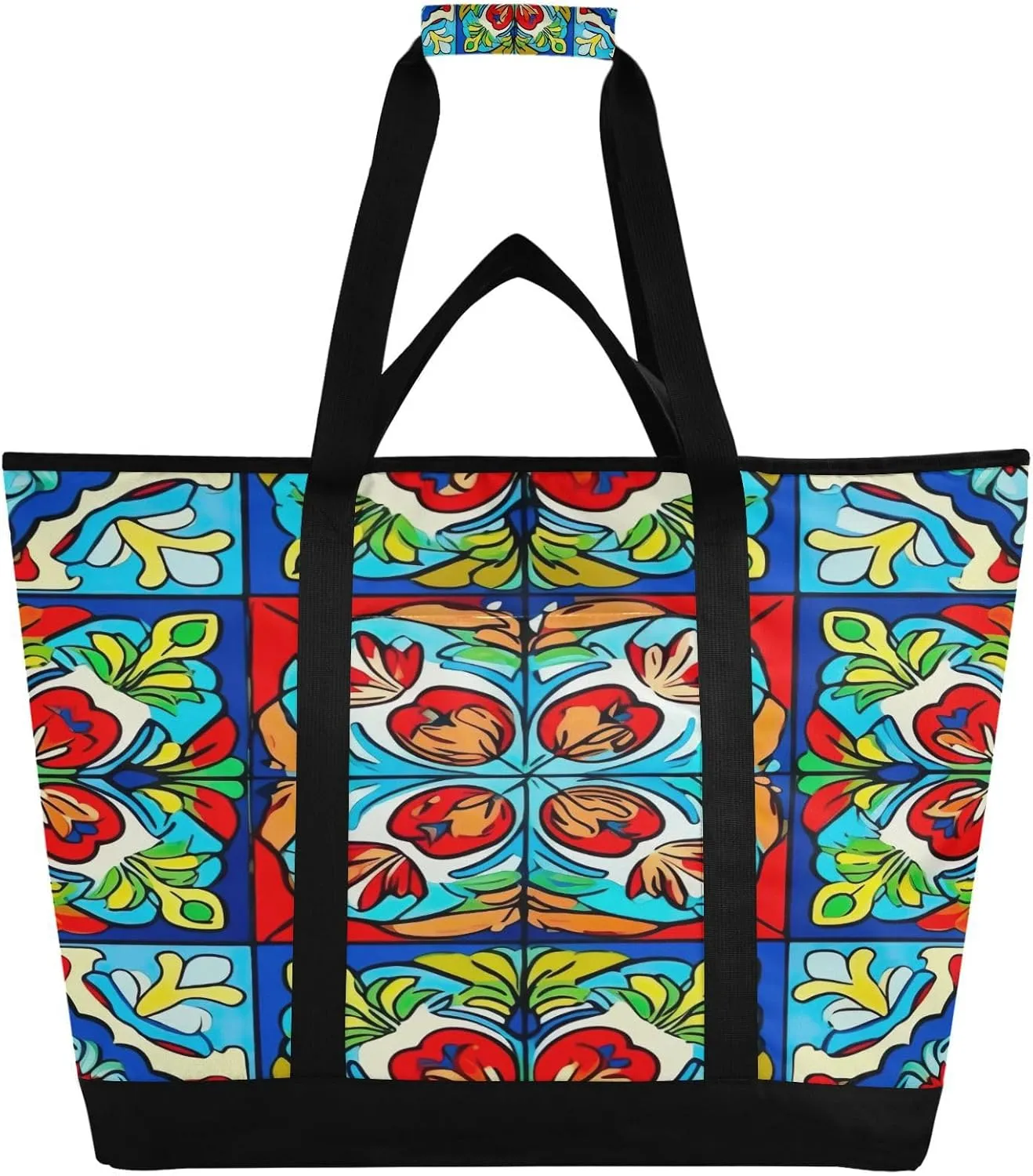 Mexico Pattern Reusable Insulated Lunchbox Cooler Bag, Leakproof Kitchen Grocery Bag Collapsible Portable Cooler Tote Bag for Picnic, Camping, Office, Travel