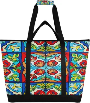 Mexico Pattern Reusable Insulated Lunchbox Cooler Bag, Leakproof Kitchen Grocery Bag Collapsible Portable Cooler Tote Bag for Picnic, Camping, Office, Travel