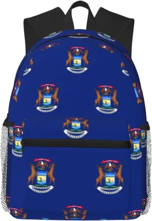 Michigan State Flag Fashion Backpack,Casual Daypack Backpacks For Men Women, Laptop Bag Travel Hiking Camping