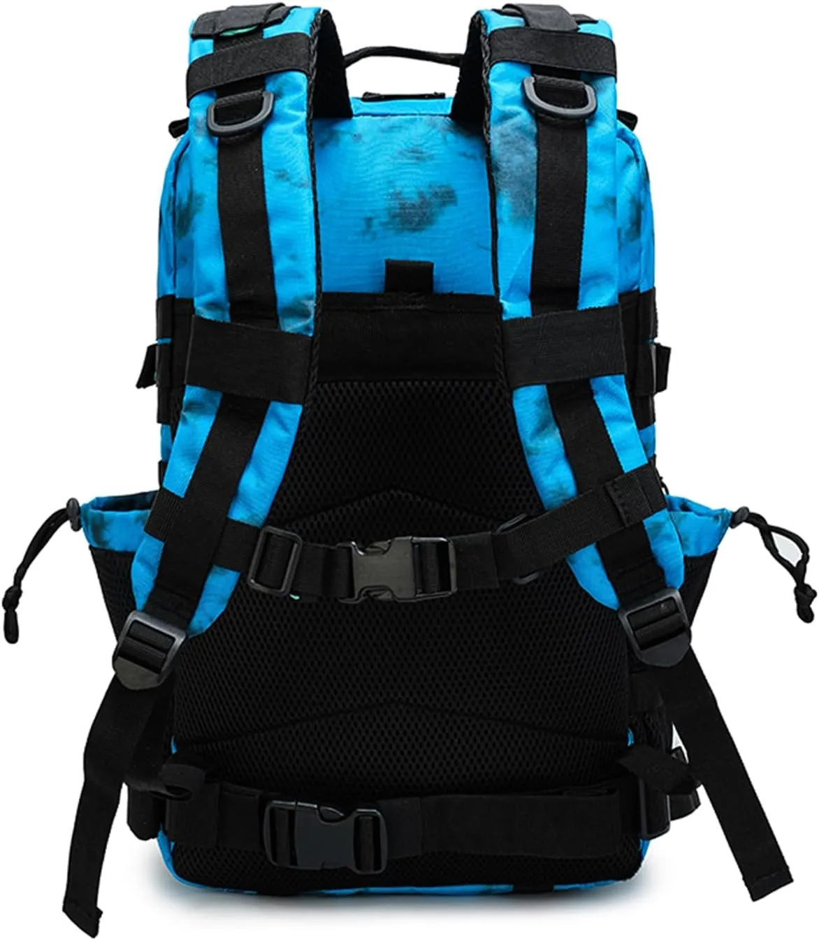 Military Tactical Backpack 45L Bug Out Bag Assault Pack Molle Daypack Hiking Gym Rucksack with Bottle Holder(Blue tie dye)