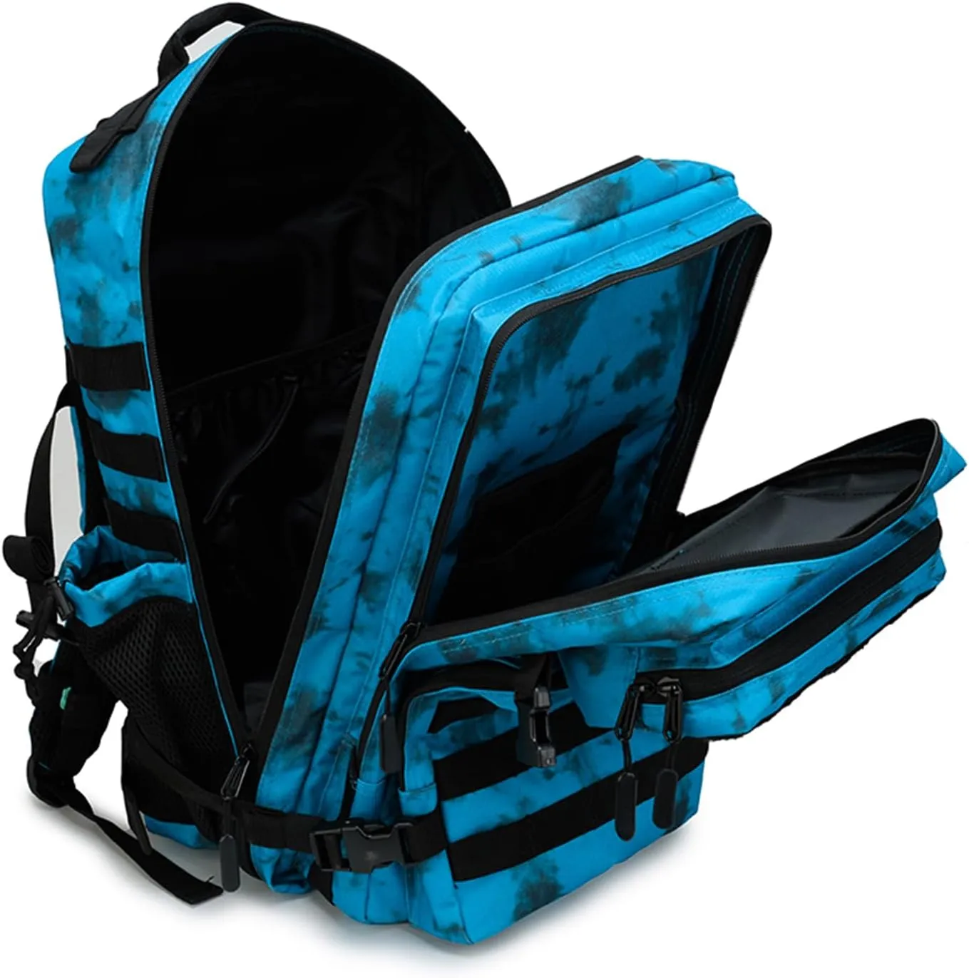 Military Tactical Backpack 45L Bug Out Bag Assault Pack Molle Daypack Hiking Gym Rucksack with Bottle Holder(Blue tie dye)