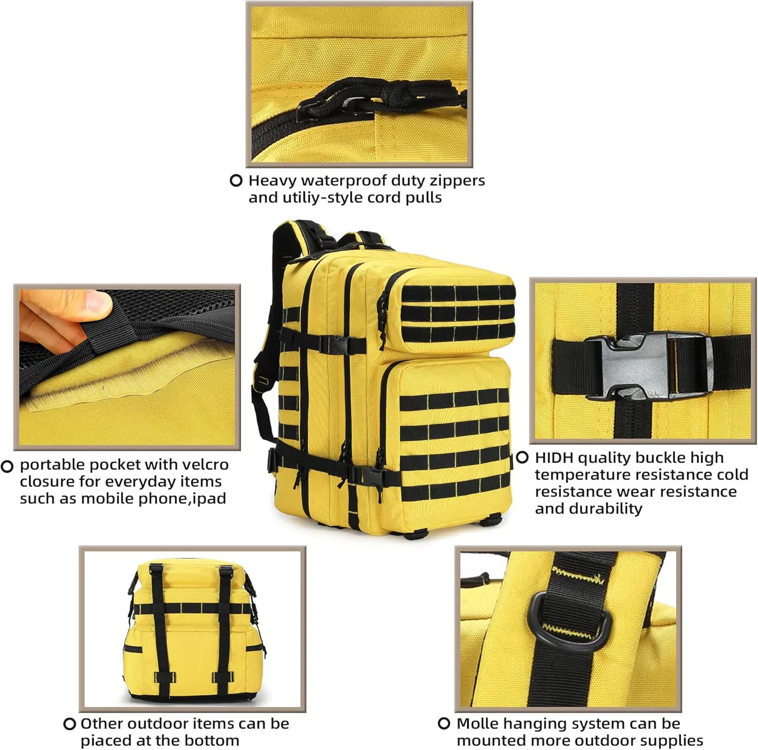 Military Tactical Backpack Army 3 Days Assault Pack Bag Large Rucksack with Molle System Hiking Treeking Rucksack