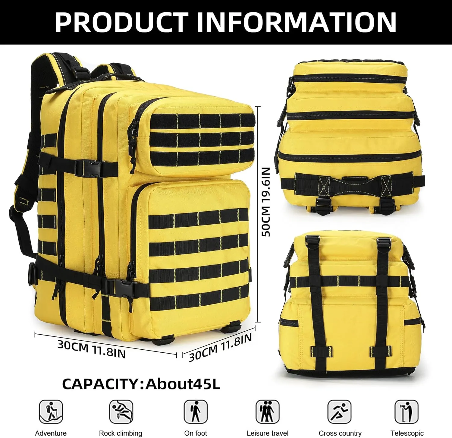 Military Tactical Backpack Army 3 Days Assault Pack Bag Large Rucksack with Molle System Hiking Treeking Rucksack