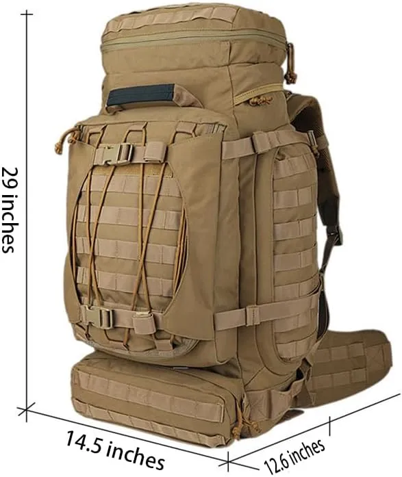 Military Tactical Backpack, Large Hiking Rucksack for Camping, Survival, Adventure Hunting (brown, 29in*14.5in*12.6in)