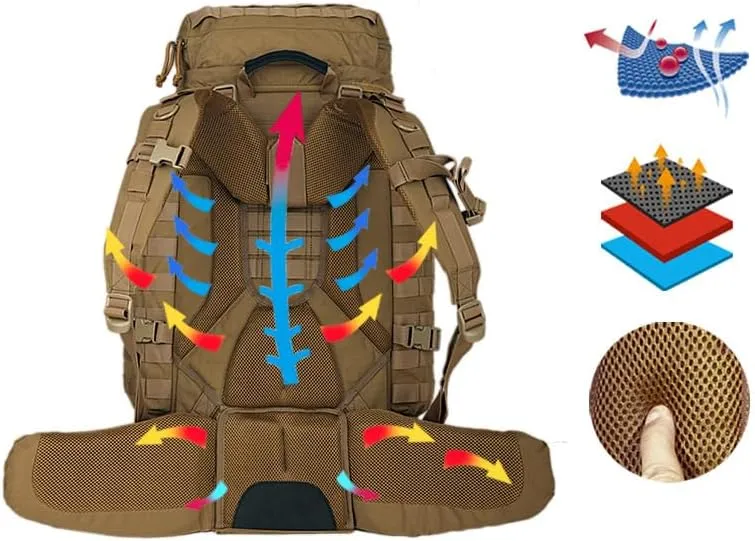 Military Tactical Backpack, Large Hiking Rucksack for Camping, Survival, Adventure Hunting (brown, 29in*14.5in*12.6in)