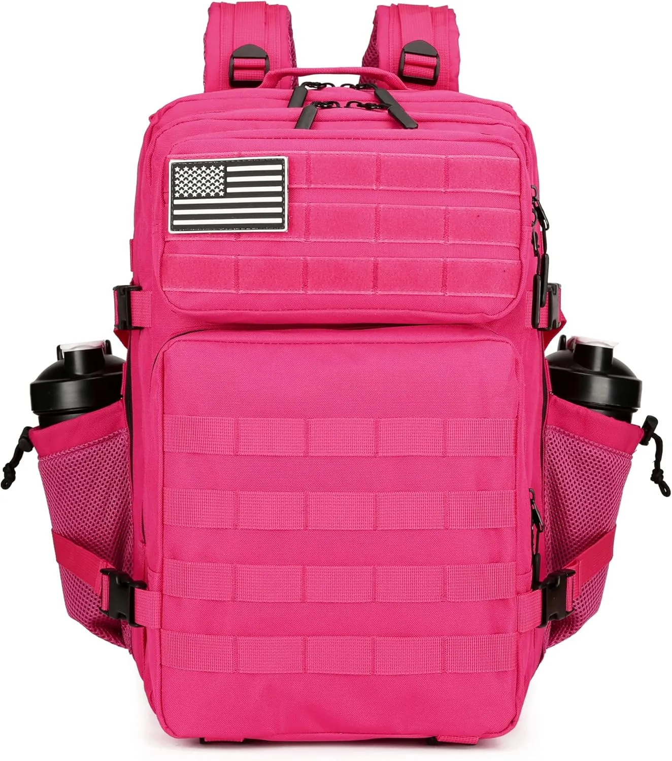 Military Tactical Backpacks Molle Army Assault Pack Hydration Pack Waist Belt Tactical Daypack Molle Hiking Packs (RoseRed)