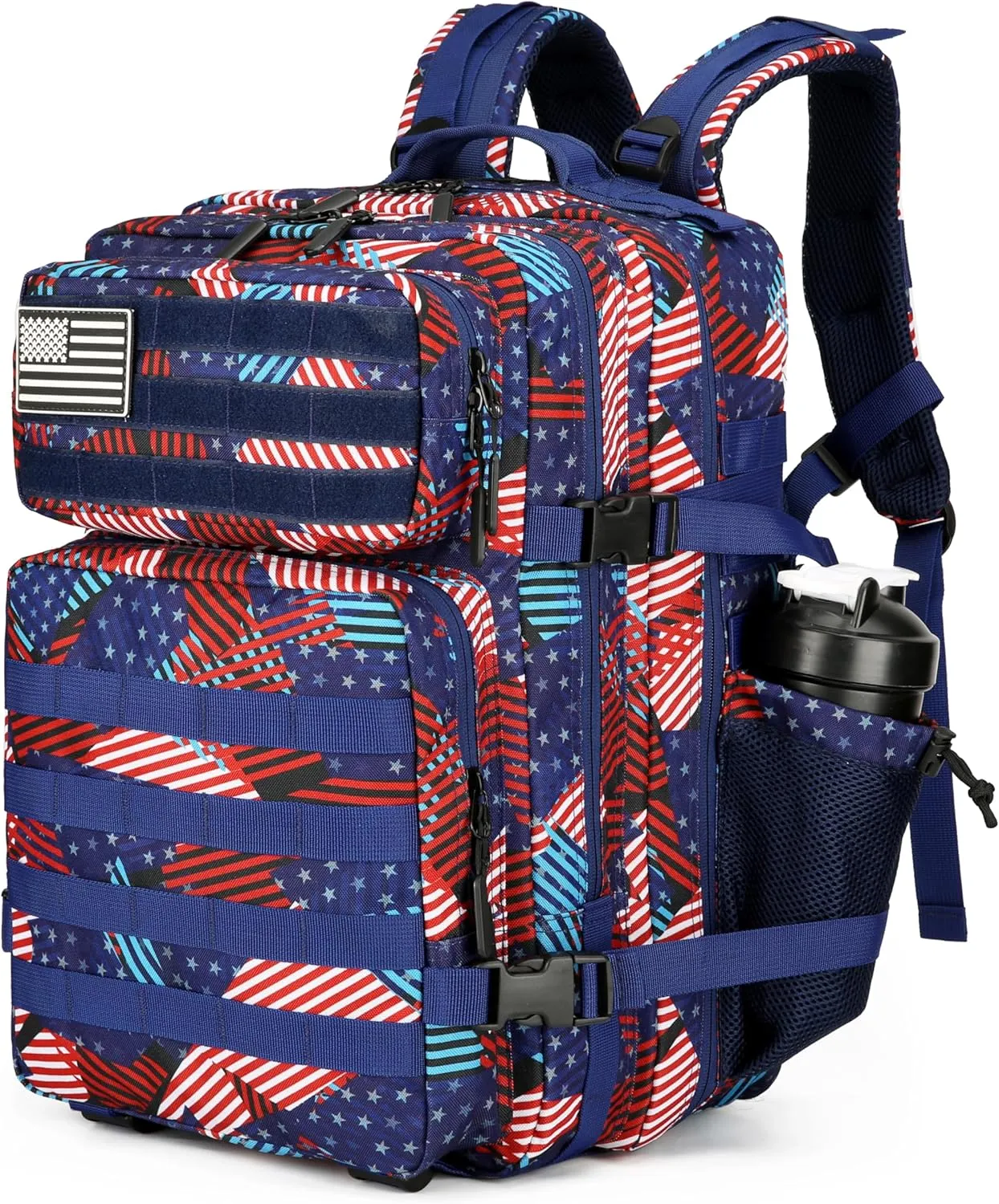 Military Tactical Backpacks Molle Army Assault Pack Hydration Pack Waist Belt Tactical Daypack Molle (SplicedFlag)