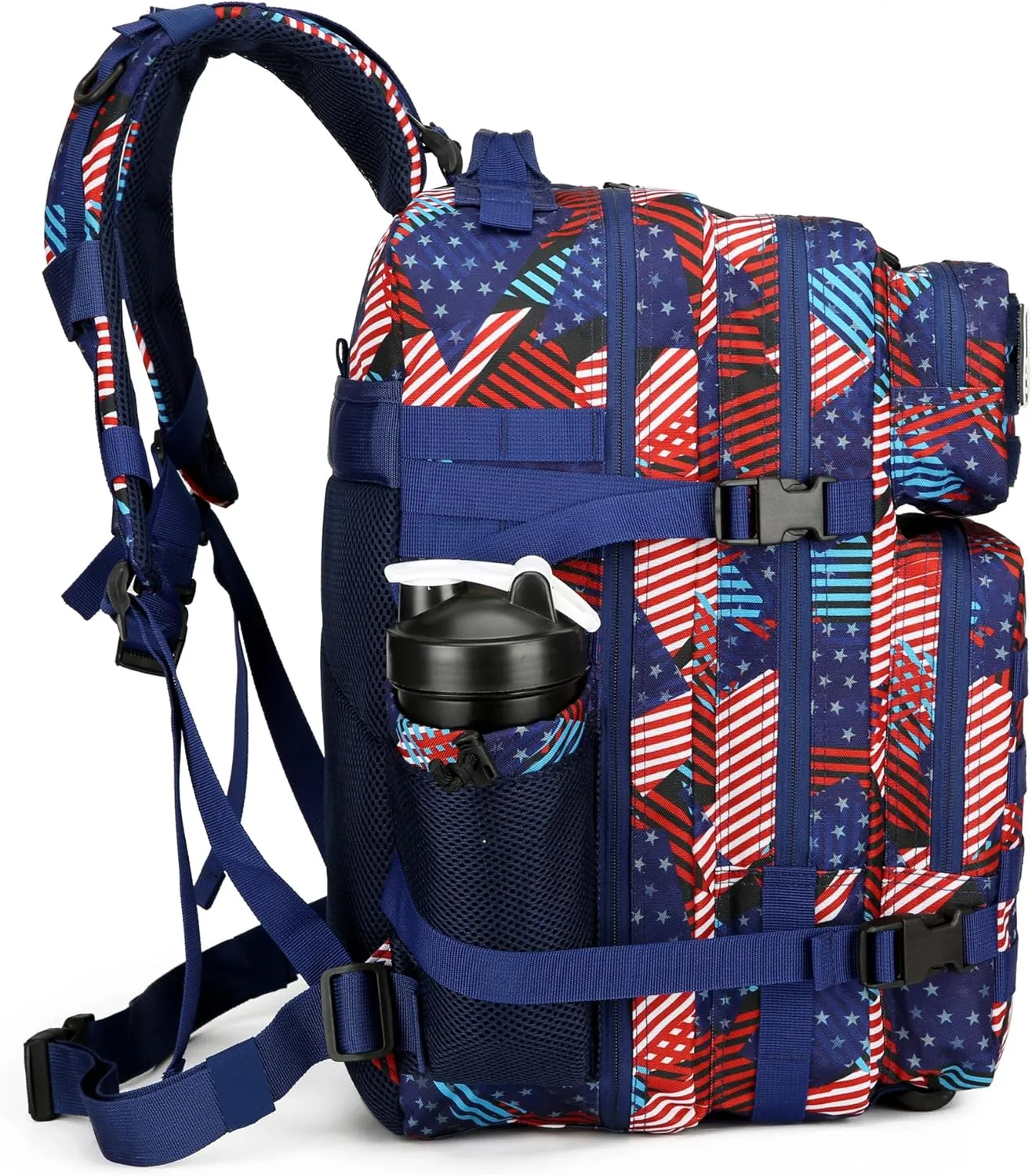 Military Tactical Backpacks Molle Army Assault Pack Hydration Pack Waist Belt Tactical Daypack Molle (SplicedFlag)