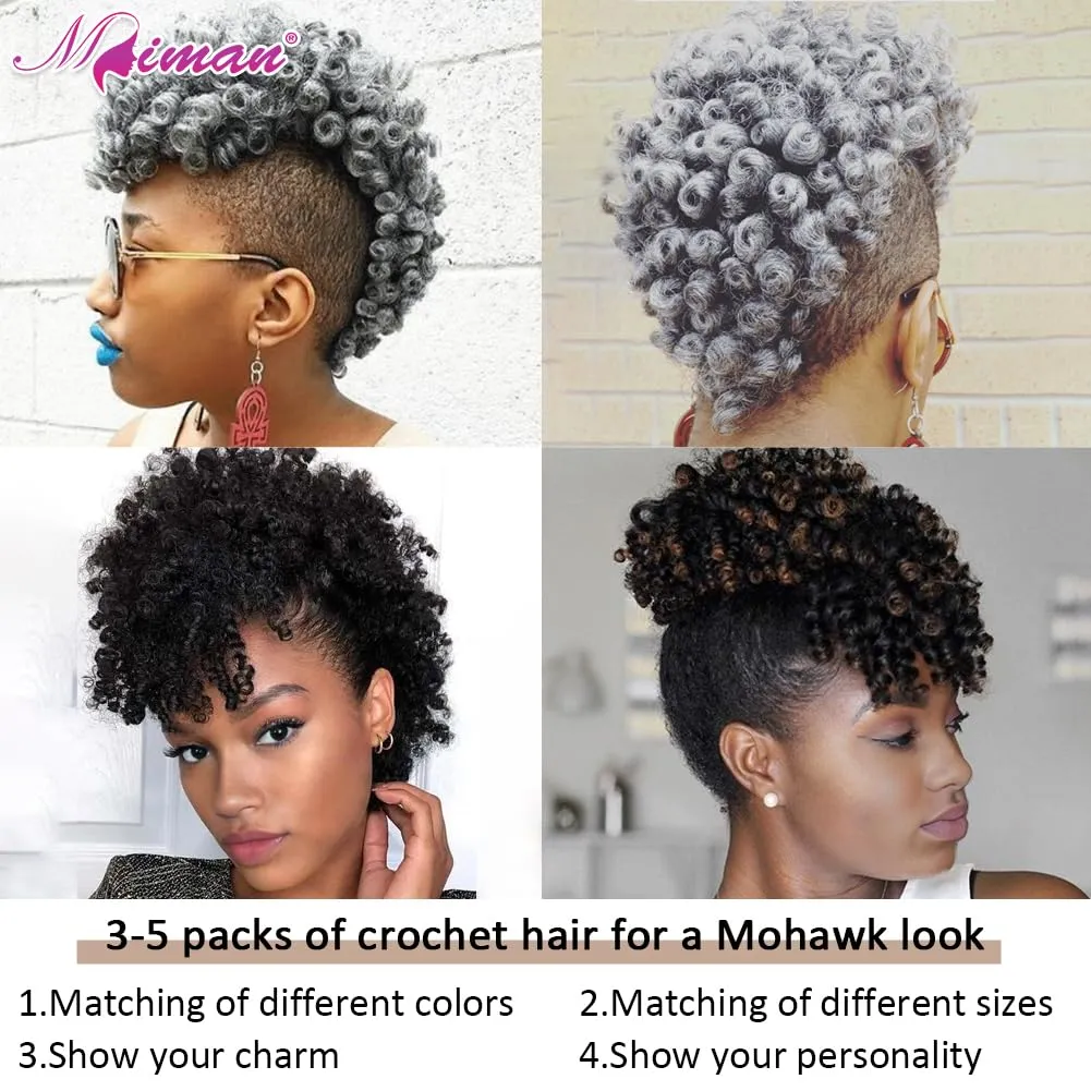 MIMAN 3 Packs 20 Inch Short Curly Crochet Hair for Black Women 8MM Spiral Curls Crochet Braids Synthetic Hair Extensions for Women DIY Mohawk Afro Braided Hairstyle (#1B)