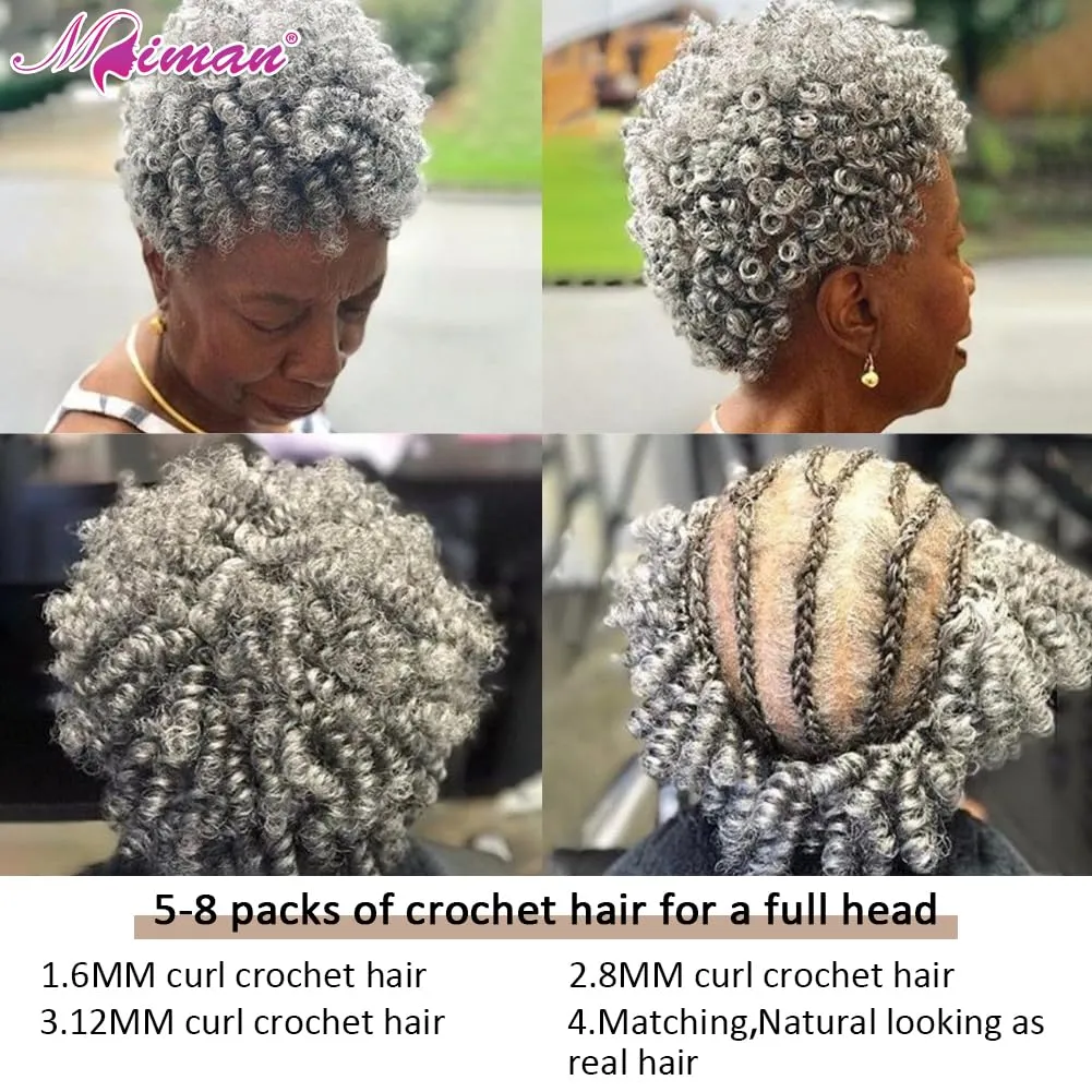 MIMAN 3 Packs 20 Inch Short Curly Crochet Hair for Black Women 8MM Spiral Curls Crochet Braids Synthetic Hair Extensions for Women DIY Mohawk Afro Braided Hairstyle (#1B)