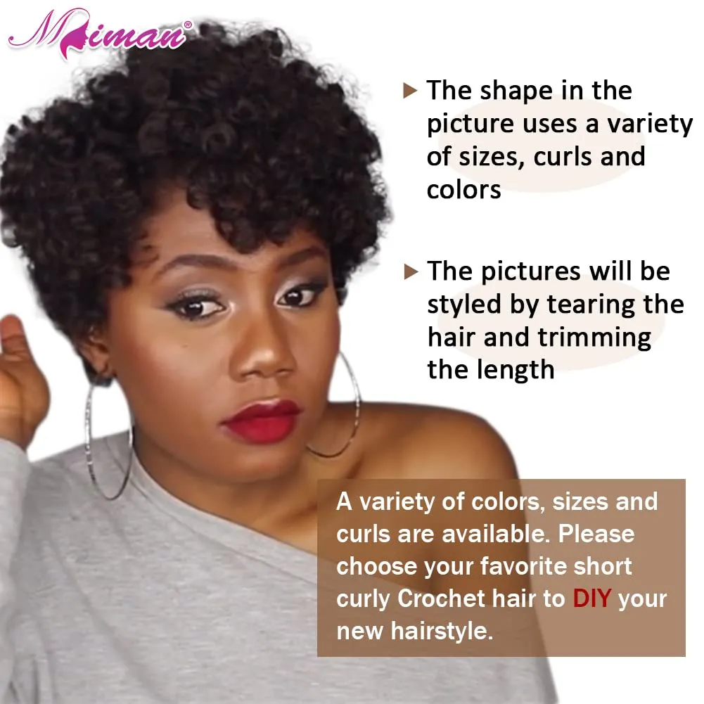 MIMAN 3 Packs 20 Inch Short Curly Crochet Hair for Black Women 8MM Spiral Curls Crochet Braids Synthetic Hair Extensions for Women DIY Mohawk Afro Braided Hairstyle (#1B)
