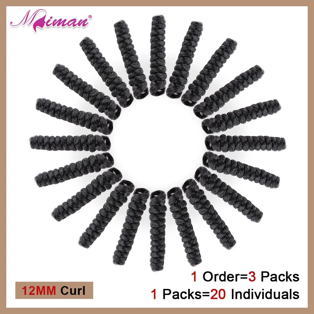 MIMAN 3 Packs 20 Inch Short Curly Crochet Hair for Black Women 8MM Spiral Curls Crochet Braids Synthetic Hair Extensions for Women DIY Mohawk Afro Braided Hairstyle (#1B)