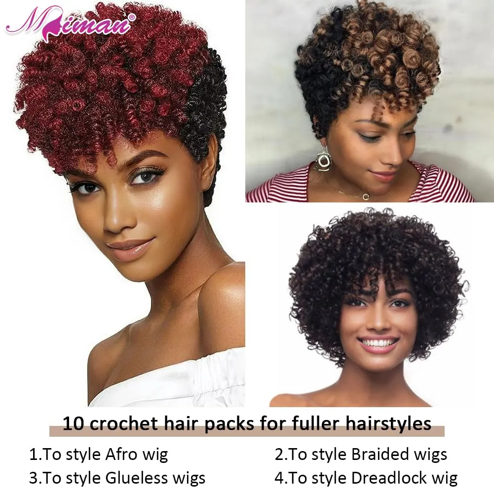 MIMAN 3 Packs 20 Inch Short Curly Crochet Hair for Black Women 8MM Spiral Curls Crochet Braids Synthetic Hair Extensions for Women DIY Mohawk Afro Braided Hairstyle (#1B)