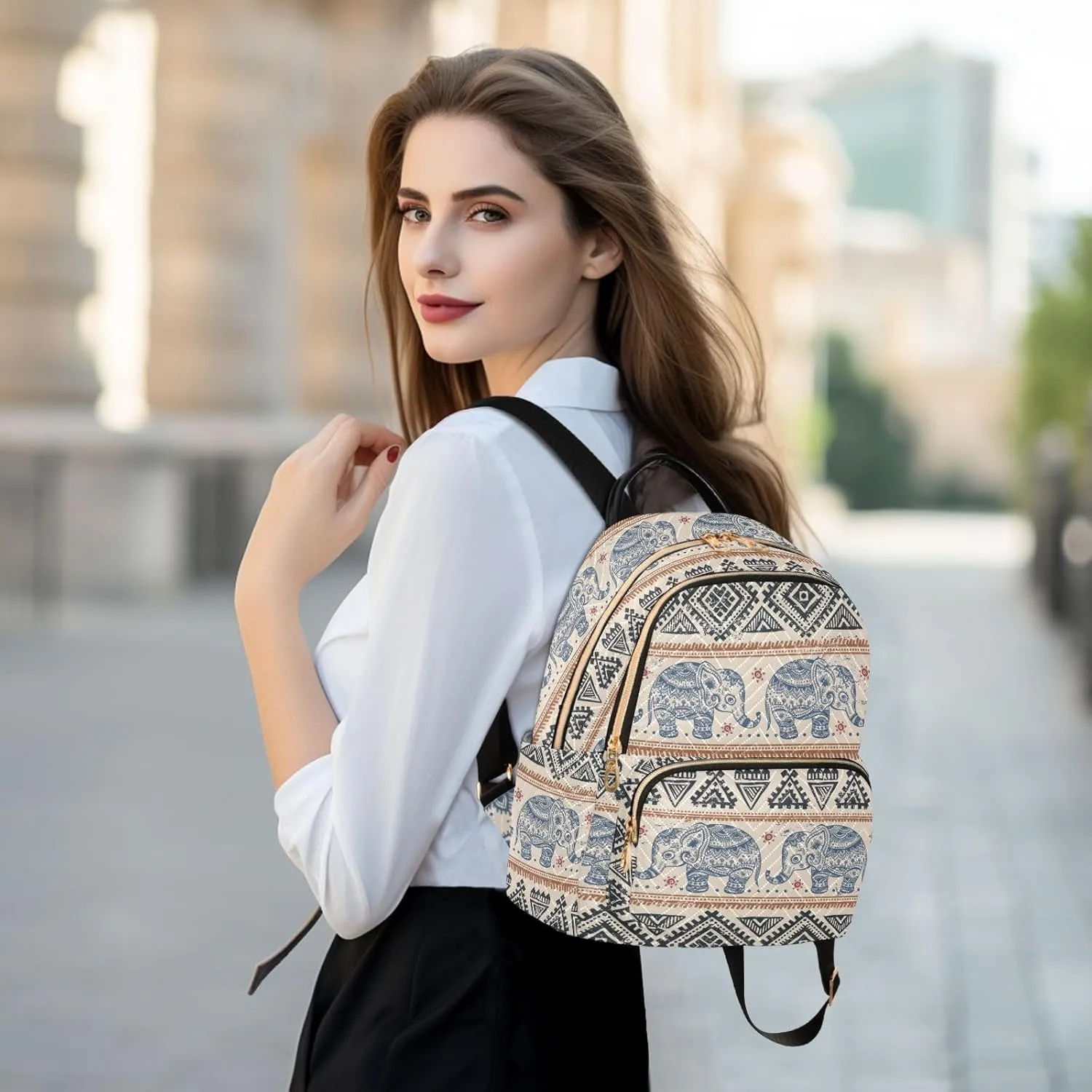 Mini Backpack Purse for Girls Elephant Casual Travel Daypacks Shoulder Bag for Ladies Women