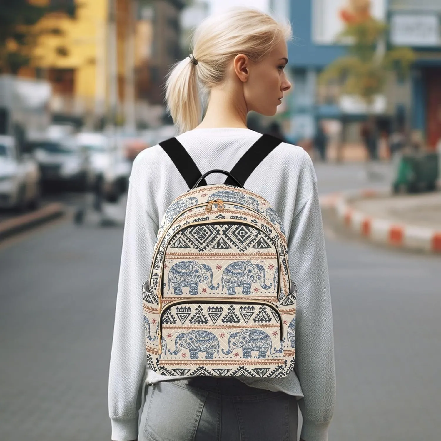 Mini Backpack Purse for Girls Elephant Casual Travel Daypacks Shoulder Bag for Ladies Women