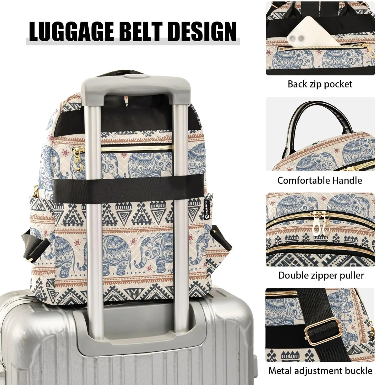 Mini Backpack Purse for Girls Elephant Casual Travel Daypacks Shoulder Bag for Ladies Women