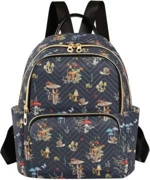 Mini Backpack Purse for Girls Mushroom Snail Casual Travel Daypacks Shoulder Bag for Ladies Women