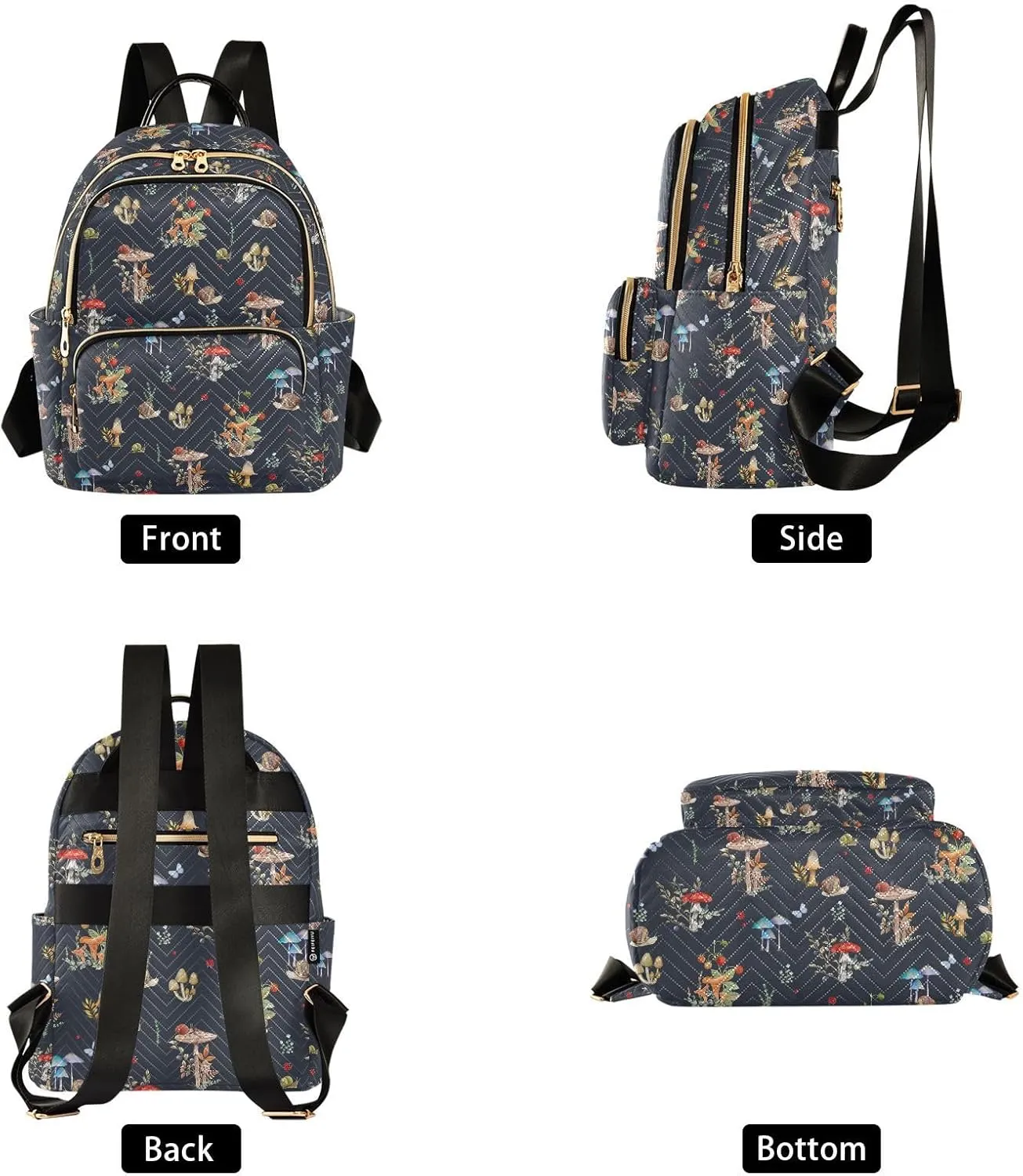 Mini Backpack Purse for Girls Mushroom Snail Casual Travel Daypacks Shoulder Bag for Ladies Women