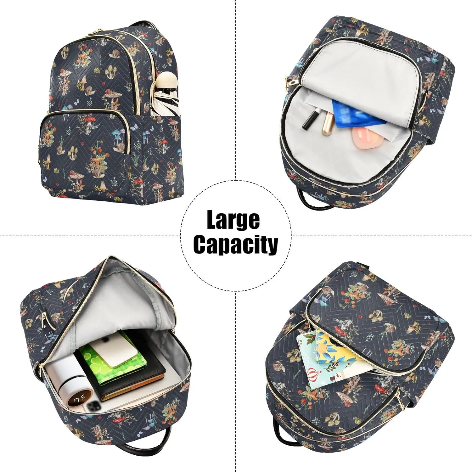 Mini Backpack Purse for Girls Mushroom Snail Casual Travel Daypacks Shoulder Bag for Ladies Women