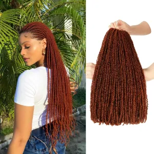 Mini Passion Twist Crochet Hair for Black Women-18 Inches 6 Packs Pure Ginger Pre Twisted Elastic and Cuttable Hair Extensions,Braided by Soft Synthetic Twist Bohemian Curl(18"-6P,350#)