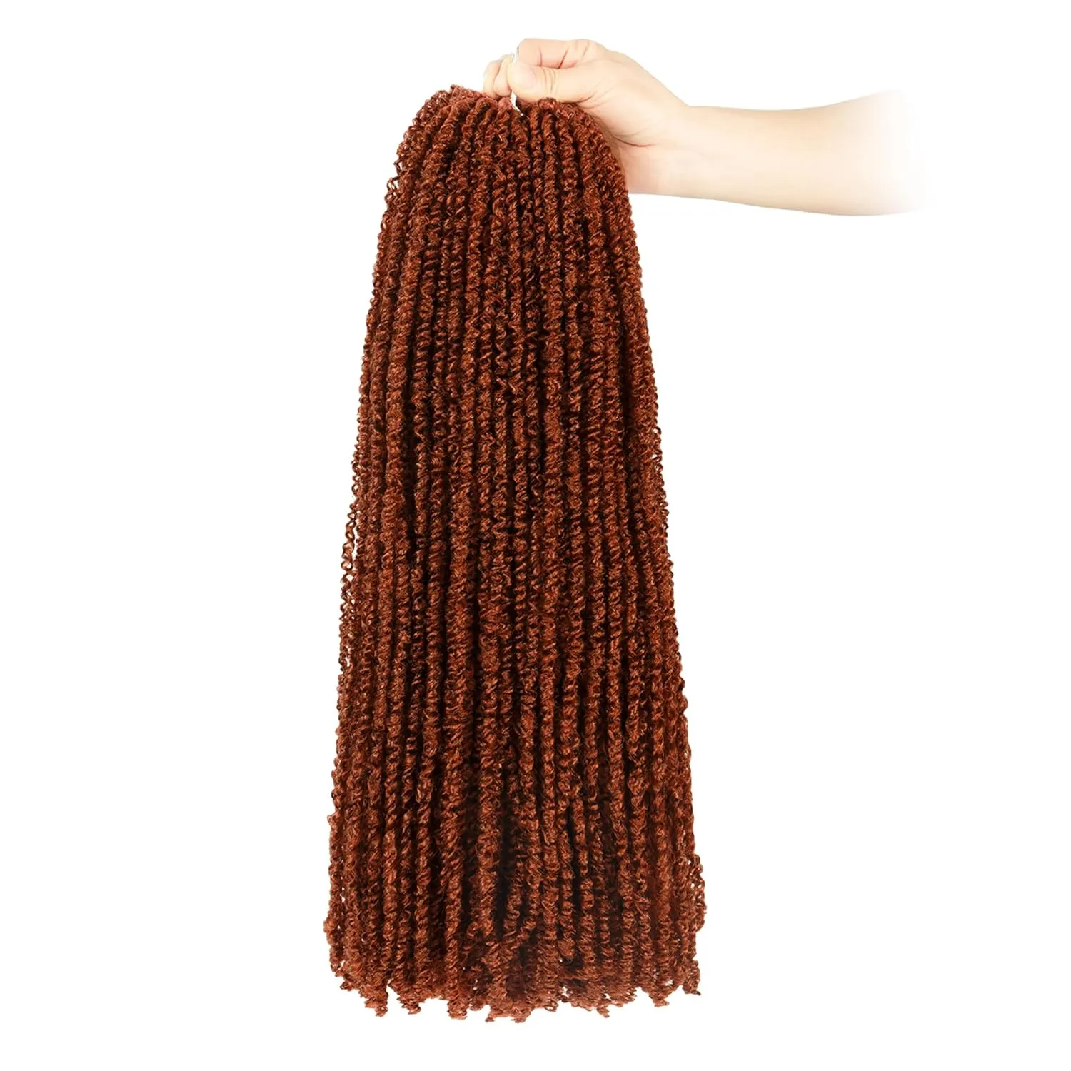 Mini Passion Twist Crochet Hair for Black Women-18 Inches 6 Packs Pure Ginger Pre Twisted Elastic and Cuttable Hair Extensions,Braided by Soft Synthetic Twist Bohemian Curl(18"-6P,350#)