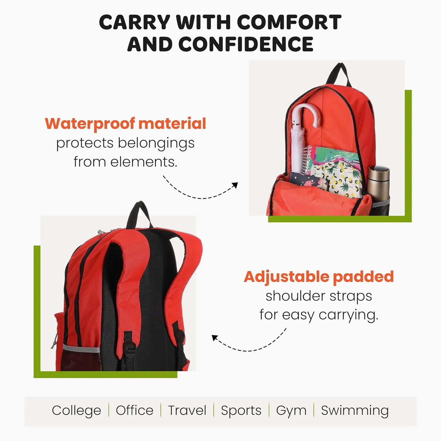 Mintra Office Backpack, Water-resistant Everyday Bag with Adjustable Straps, Unisex Backpack for Travel, College, Multi-Compartments with Secure Zippers, Dark Grey, 15L Small, 10" W x 14.17" H
