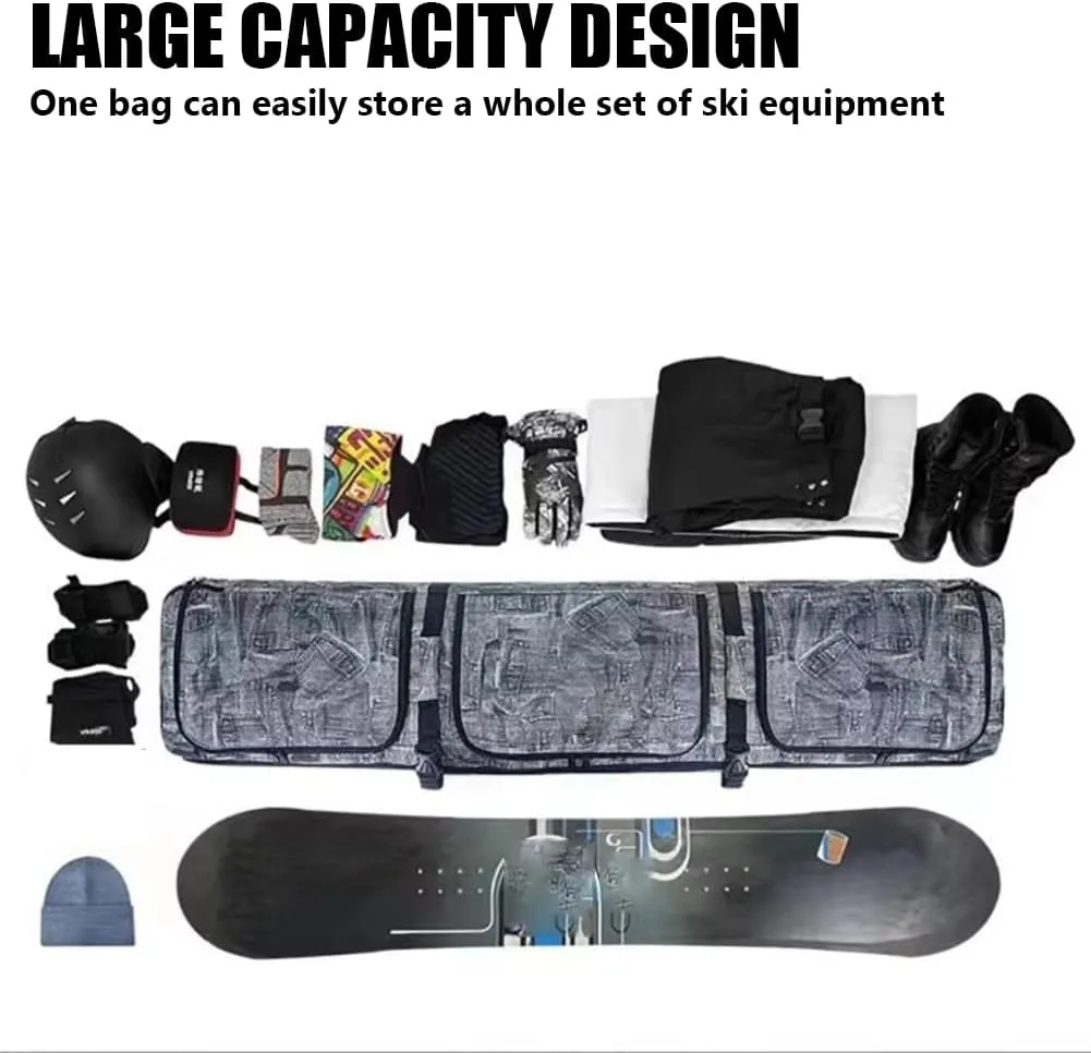 Mobile Padded Snowboard Bag Carrier, Low Roller Snowboard Bag, Ski and Snowboard Bag with Wheels, Padded Snowboarding Travel Bag for Flying, Ski Equipment Accessories
