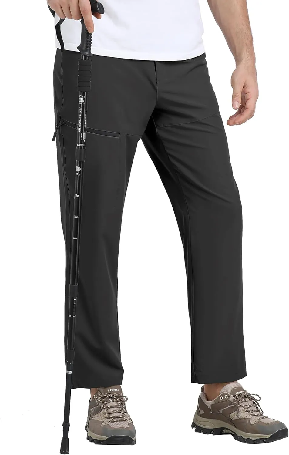 MoFiz Men's Elastic Waist Hiking Pants Lightweight Outdoor Water Resistant Sweatpants with Zipper Pockets