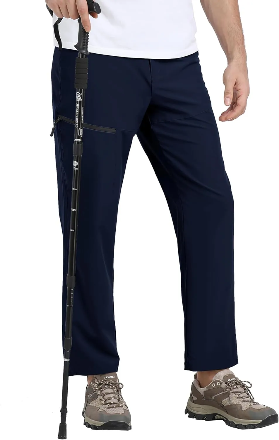 MoFiz Men's Elastic Waist Hiking Pants Lightweight Outdoor Water Resistant Sweatpants with Zipper Pockets