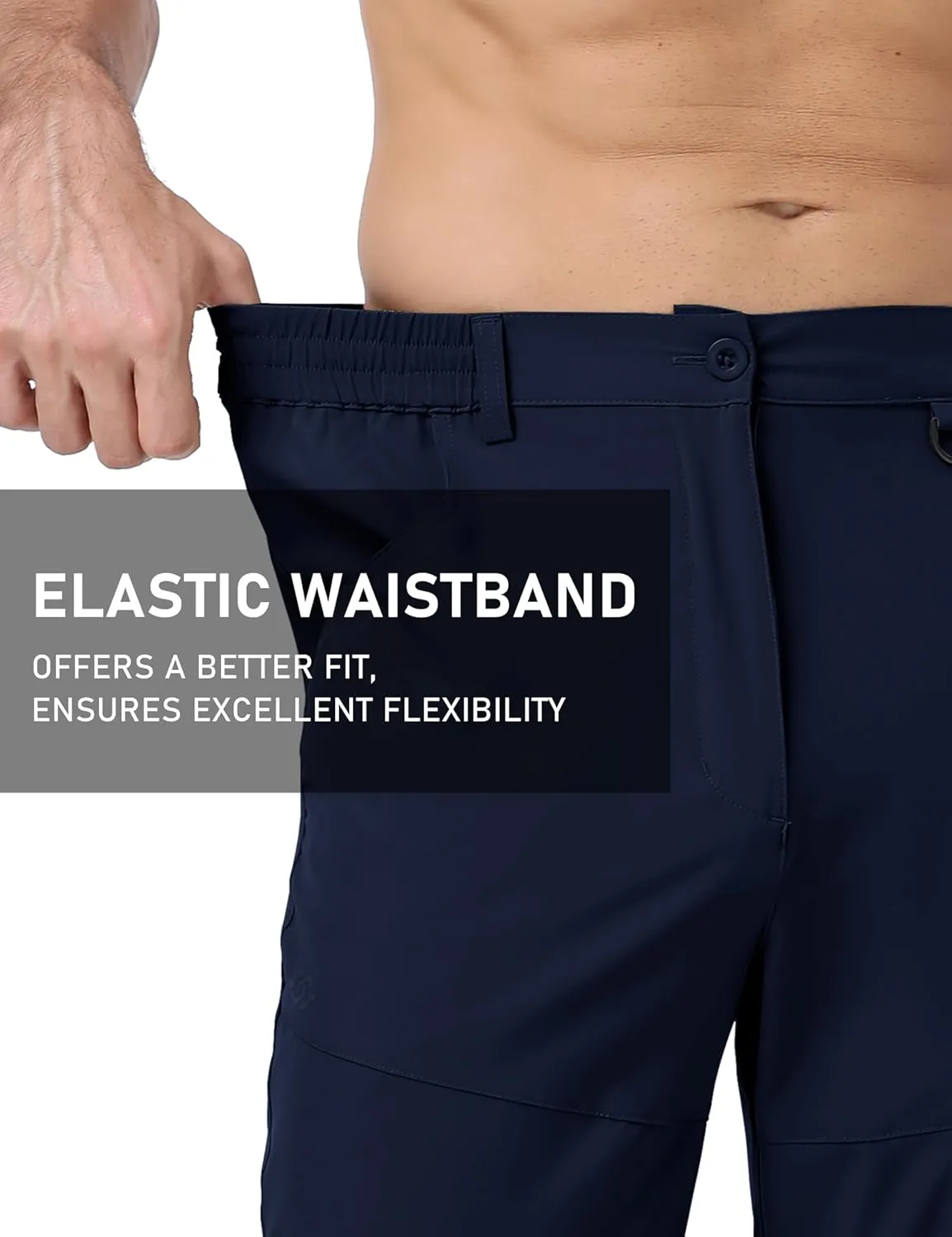 MoFiz Men's Elastic Waist Hiking Pants Lightweight Outdoor Water Resistant Sweatpants with Zipper Pockets