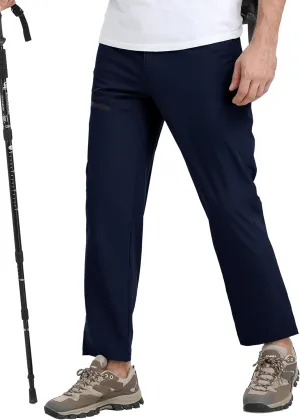 MoFiz Men's Elastic Waist Hiking Pants Lightweight Outdoor Water Resistant Sweatpants with Zipper Pockets