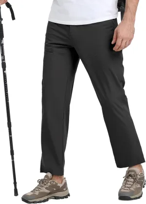MoFiz Men's Elastic Waist Hiking Pants Lightweight Outdoor Water Resistant Sweatpants with Zipper Pockets