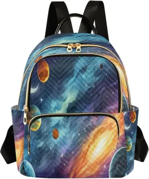 Moon Planets Nebula Dark Backpack Purse for Women Fashion Back Pack Shoulder Bag with Anti-theft Back for Hiking Work M