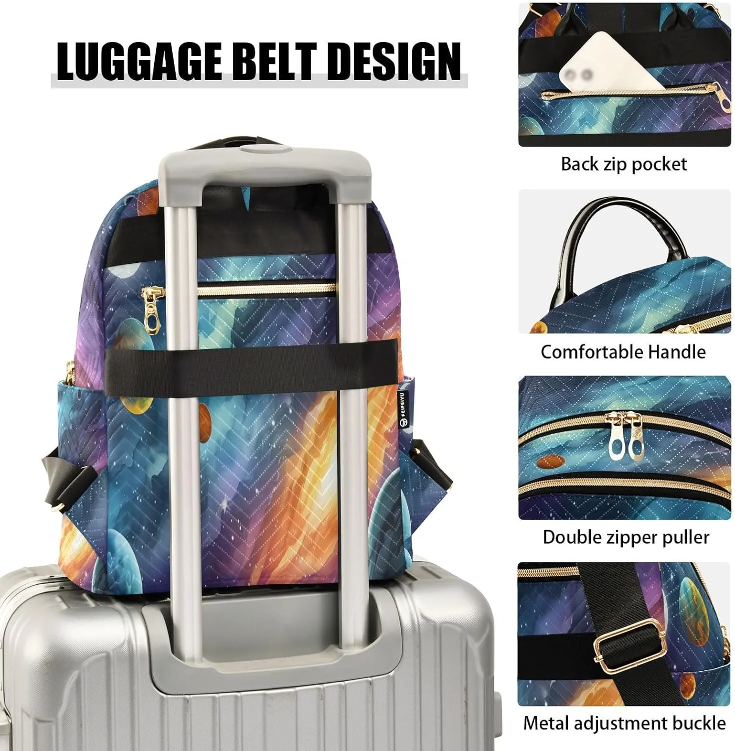 Moon Planets Nebula Dark Backpack Purse for Women Fashion Back Pack Shoulder Bag with Anti-theft Back for Hiking Work M