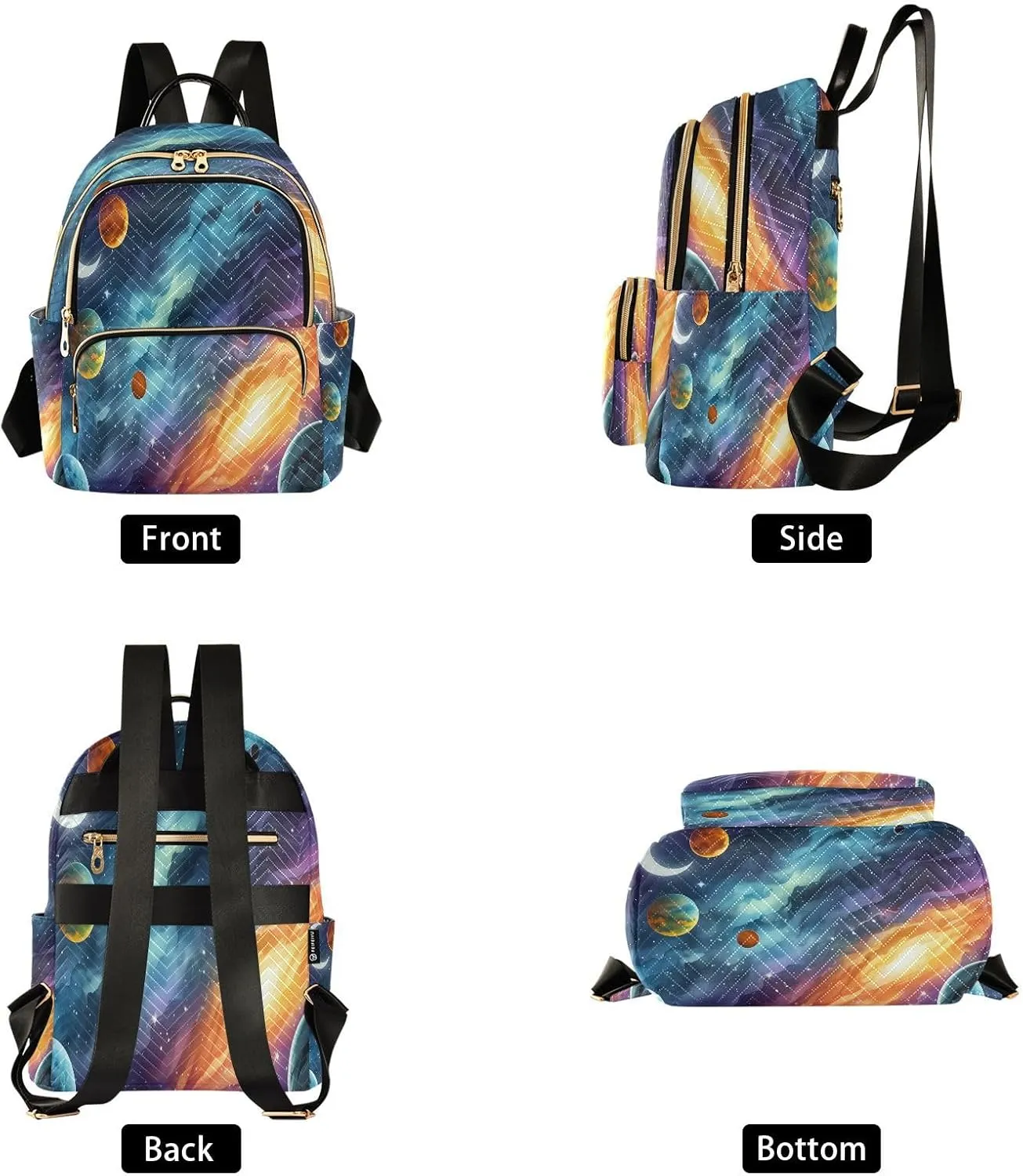 Moon Planets Nebula Dark Backpack Purse for Women Fashion Back Pack Shoulder Bag with Anti-theft Back for Hiking Work M