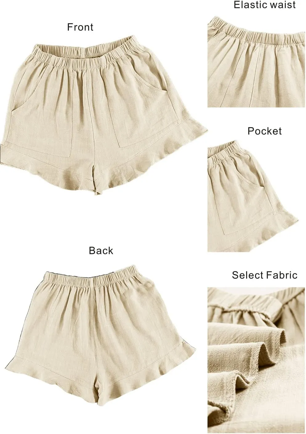 Mosucoirl Women Comfy Drawstring Casual Elastic Waist Pure Color Shorts Summer Beach Lightweight Short Pants with Pockets