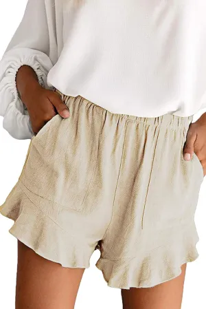 Mosucoirl Women Comfy Drawstring Casual Elastic Waist Pure Color Shorts Summer Beach Lightweight Short Pants with Pockets