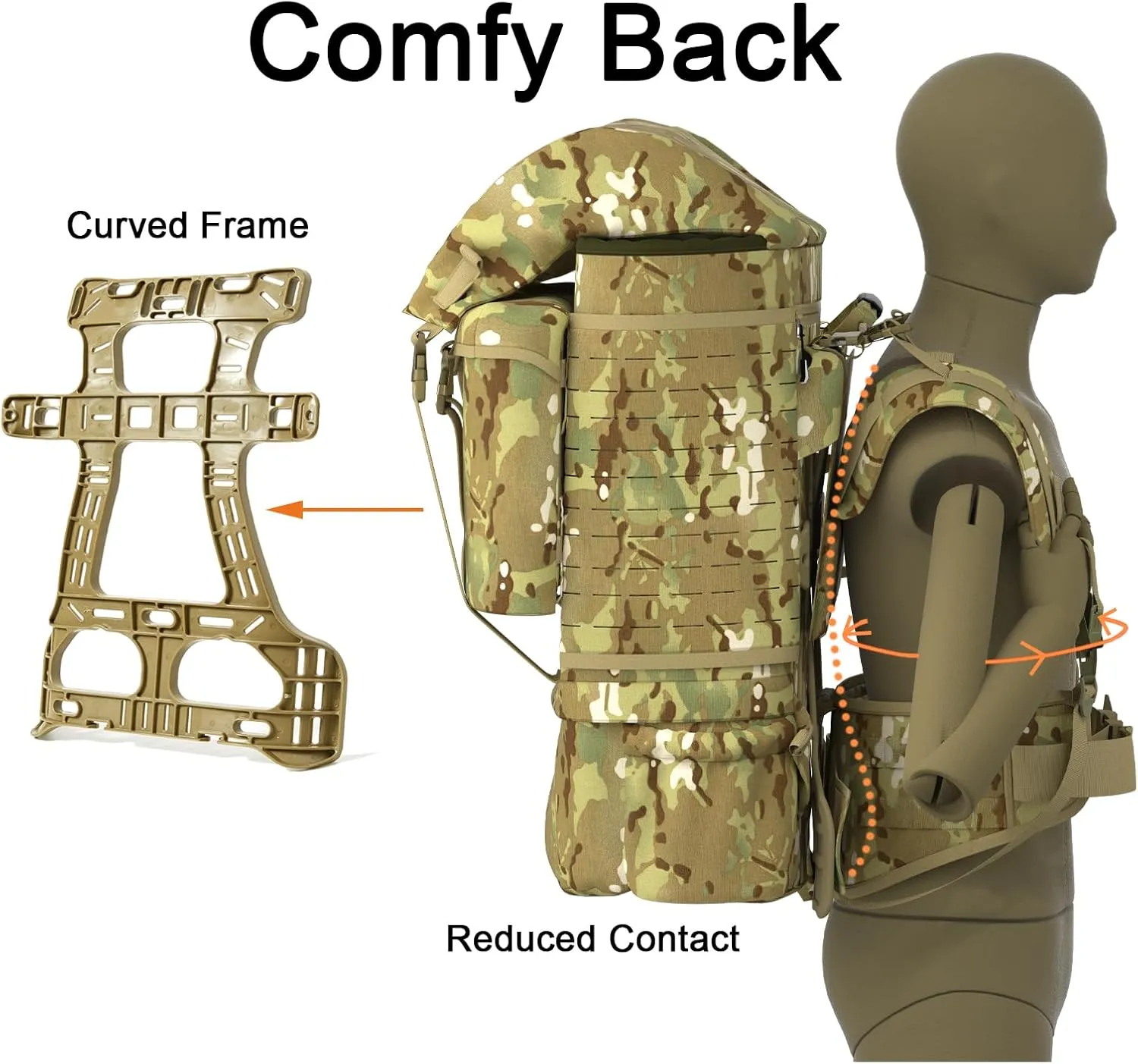 MT FILBE 100L Modular Rucksack System Military Ruck with External ABS Frame, Detachable Assault Pack & Hydration Carrier