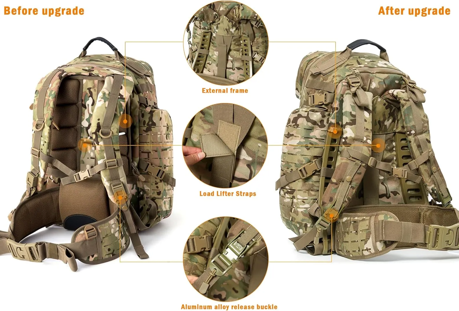 MT Military 3Day Rucksack with External Frame MOLLE Army Medium Ruck, Assault Backpack