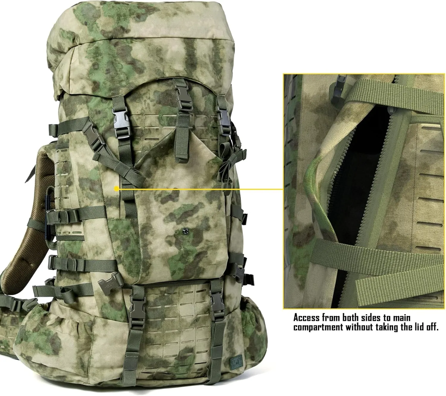 MT Military Army Large Rucksack with Detacheable Assault Backpack Hydration Pack Shoulder Straps and Waist Belt Metal Frame