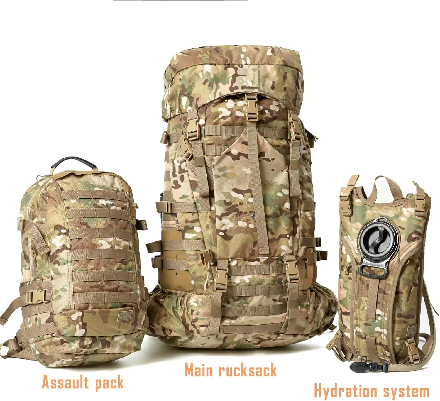MT Military Army Large Rucksack with Detacheable Assault Backpack Hydration Pack Shoulder Straps and Waist Belt Metal Frame
